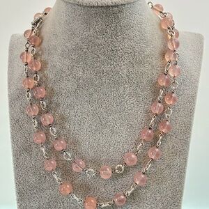 David Yurman Sterling silver Rose Quartz Bijoux Station Necklace 39"